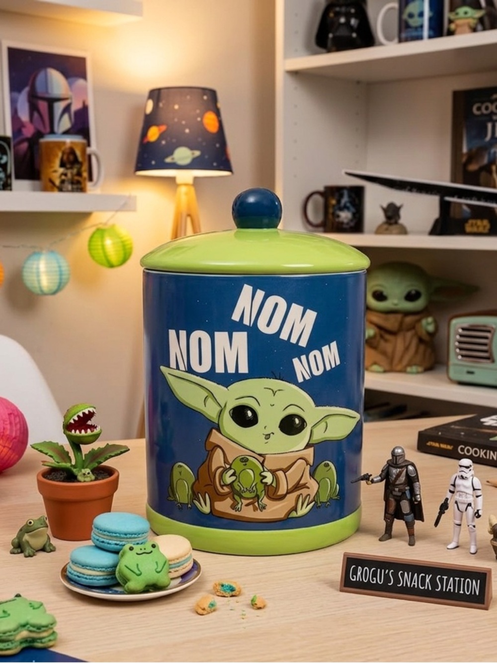 Star Wars Grogu Cookie Jar Mandalorian Baby Yoda Canister Silver Buffalo Ceramic